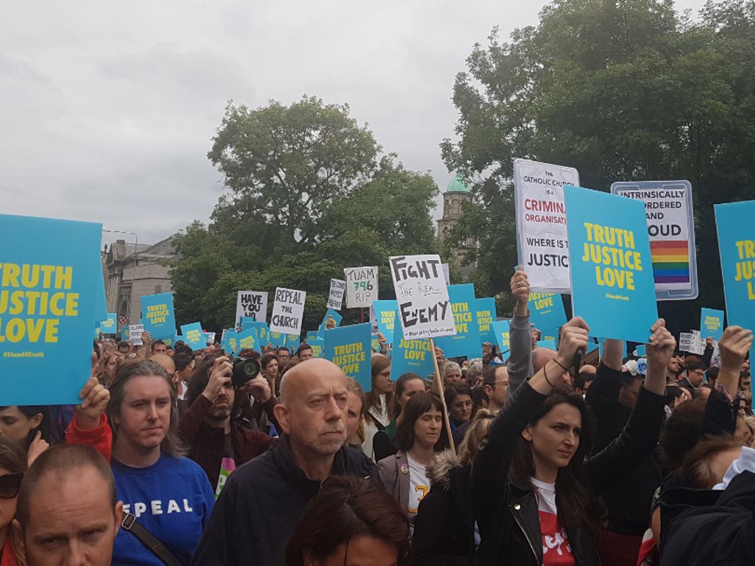 Anti-clerical abuse protests held around the country to mark Pope's visit