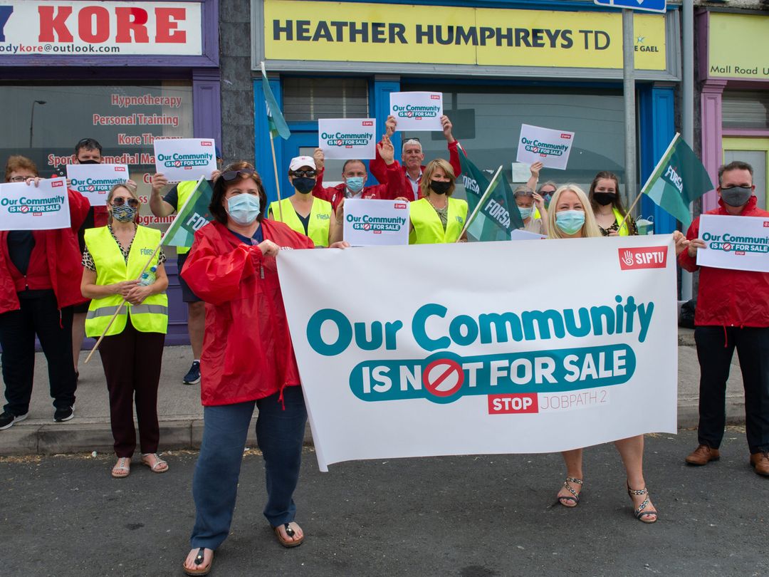 Protests against privatisation of local employment services