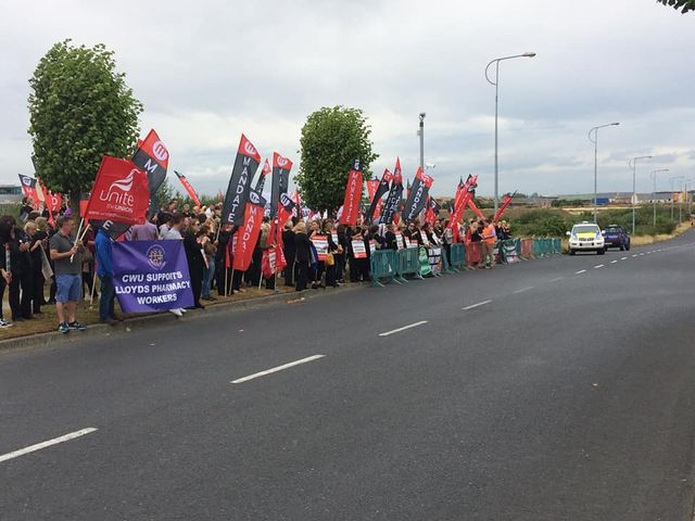 Lloyds workers hold rally on seventh day of strike action